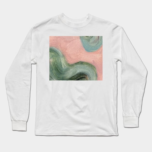 Green Pink Abstract Art Long Sleeve T-Shirt by Go Abstract Art